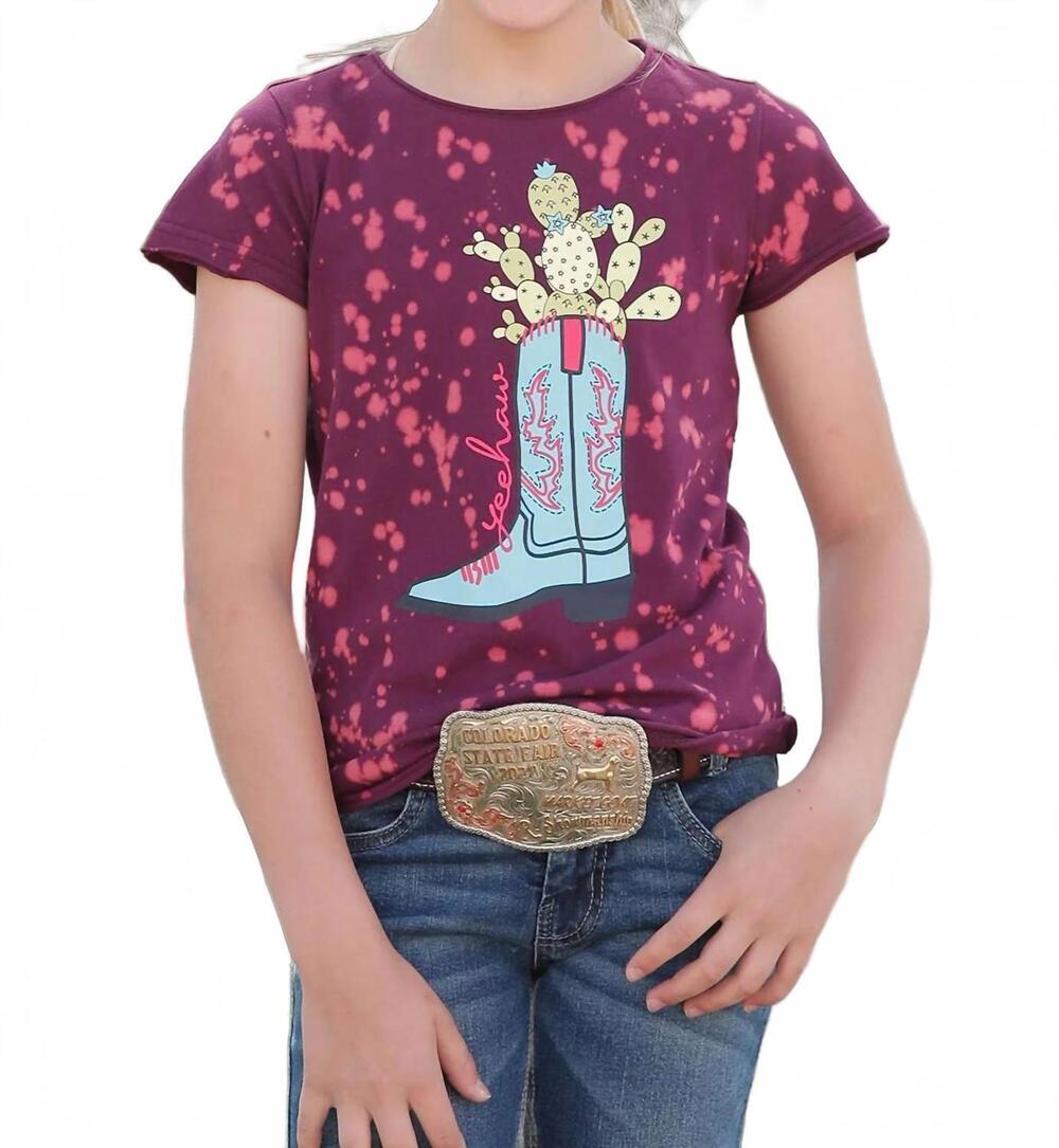 NEW CRUEL DENIM tie dye boot cactus tee in purple